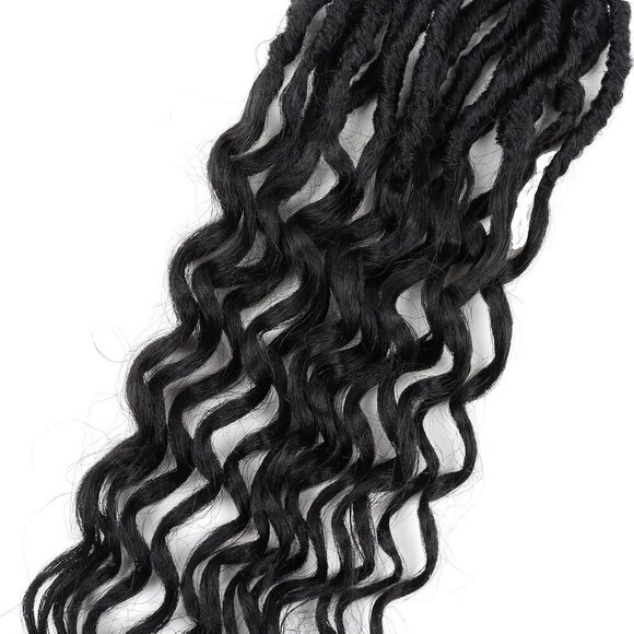 Faux Locs Crochet Hair Soft Locs Wavy Ends 18 Inch 8 Pack Natural Black